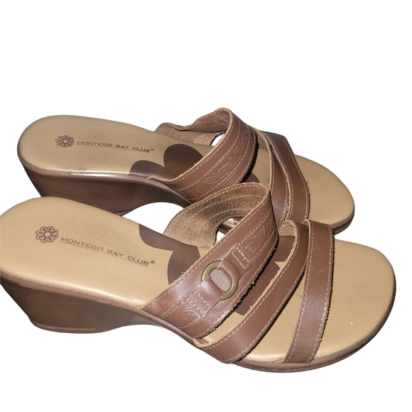 Montego Bay Club Brown Leather Sandals - Picture 1 of 5